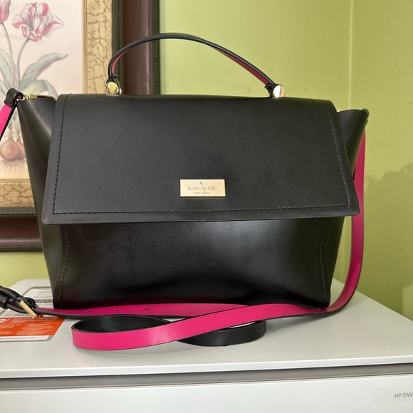 ♥️♠️ KATE SPADE ♣️♥️ARBOUR HILL CHARLINE CROSSBODY HANDBAG BLACK AND PINK - Picture 11 of 15